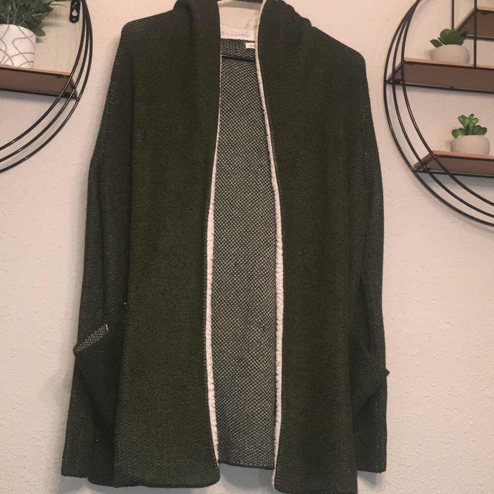 sherpa like lined cardigan